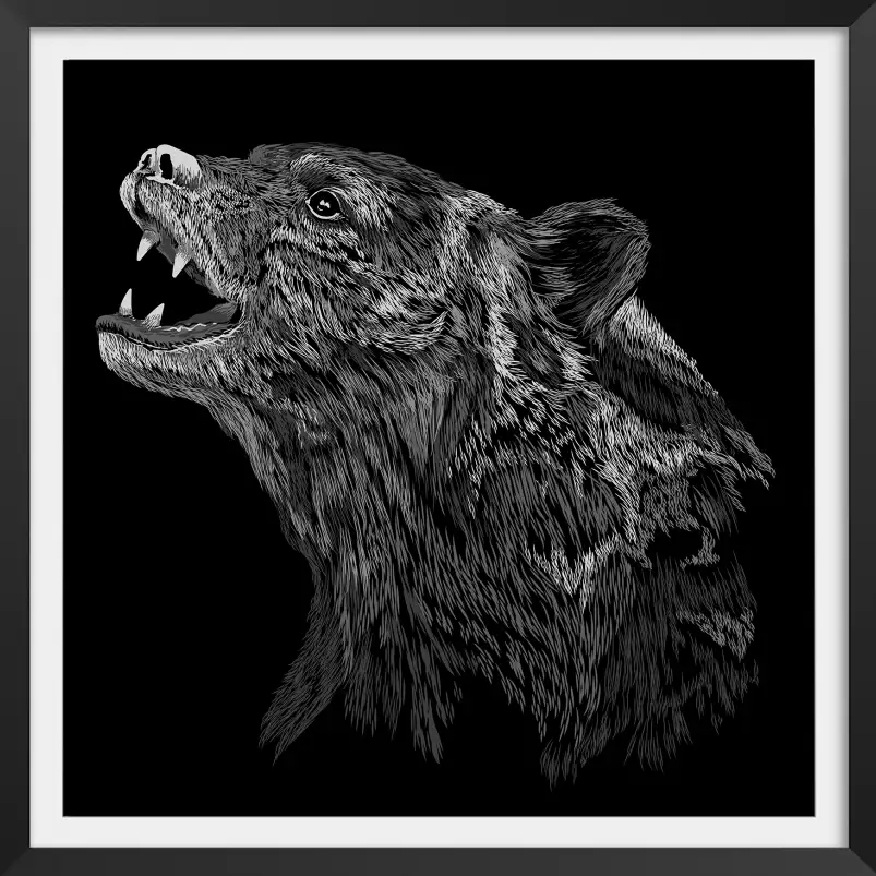 L'ours grogne - animaux noir et blanc dessin
