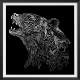 L'ours grogne - animaux noir et blanc dessin