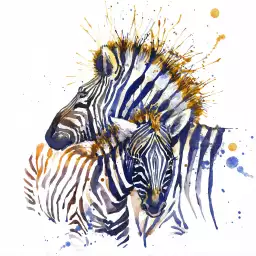 Zèbres bleus - tableau coloré animaux