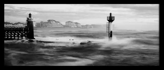 Phare de capbreton en noir et blanc - tableau océan