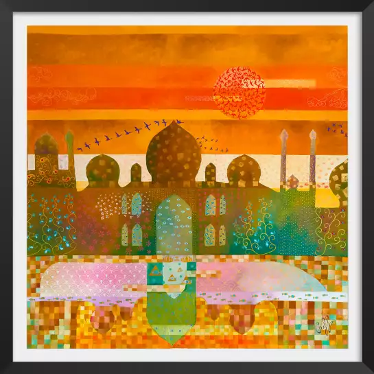 Sunset sur le taj mahal - tableau art contemporain