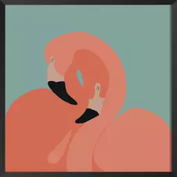 Flamingo embrace - tableau coloré animaux