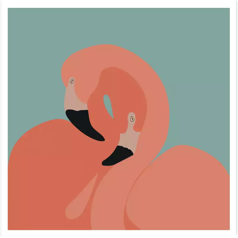 Flamingo embrace - tableau coloré animaux