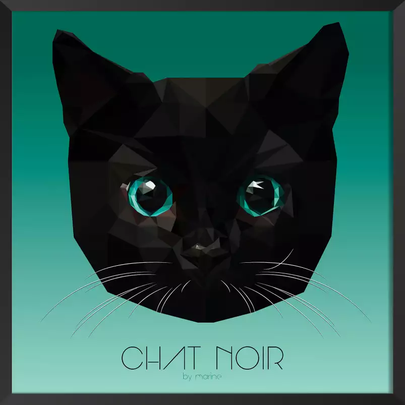 Chat aux yeux émeraude - graphisme animaux