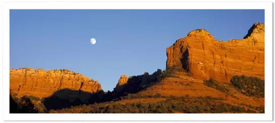 Rochers et lune en Arizona - poster astronomie