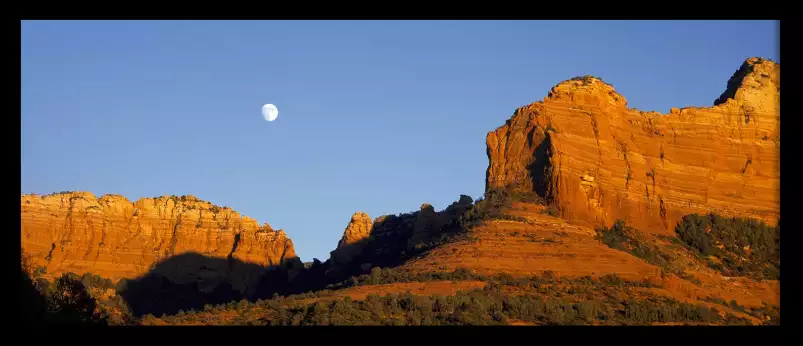 Rochers et lune en Arizona - poster astronomie