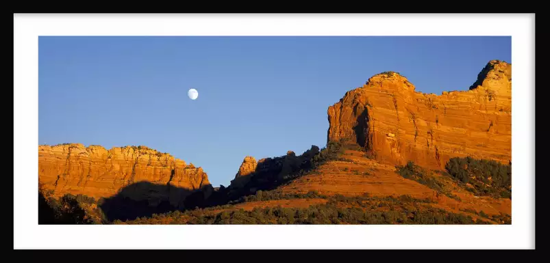 Rochers et lune en Arizona - poster astronomie