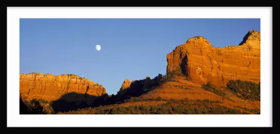 Rochers et lune en Arizona - poster astronomie