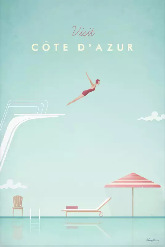 Cote d'Azur vintage - tableau paysage