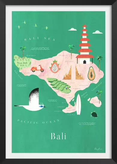 Carte de Bali - poster cartographie