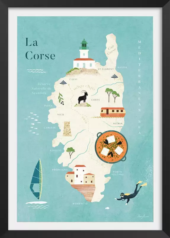 Carte de Corse - poster cartographie