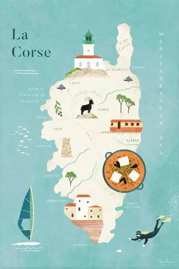 Carte de Corse - poster cartographie