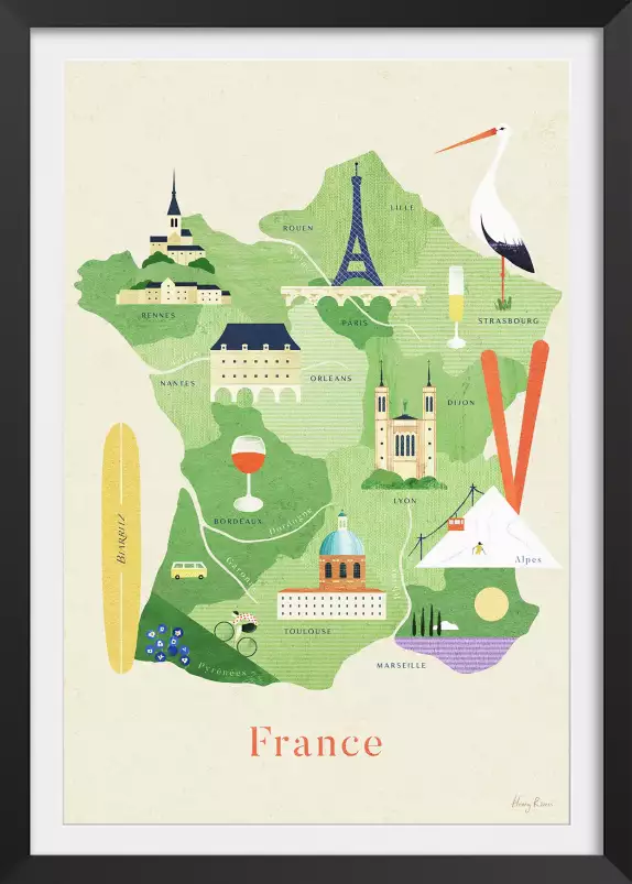 Carte de France - poster cartographie