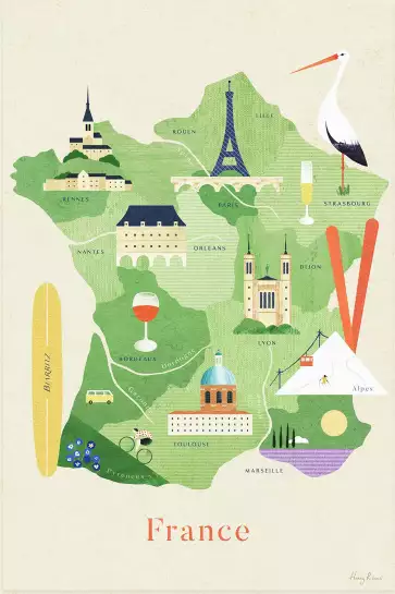 Carte de France - poster cartographie