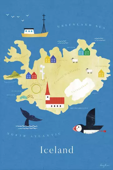 Carte d'Islande - poster cartographie