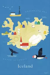 Carte d'Islande - poster cartographie