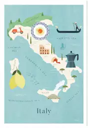 Carte d'Italie - poster cartographie