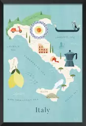 Carte d'Italie - poster cartographie