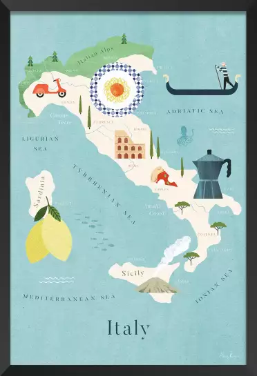 Carte d'Italie - poster cartographie