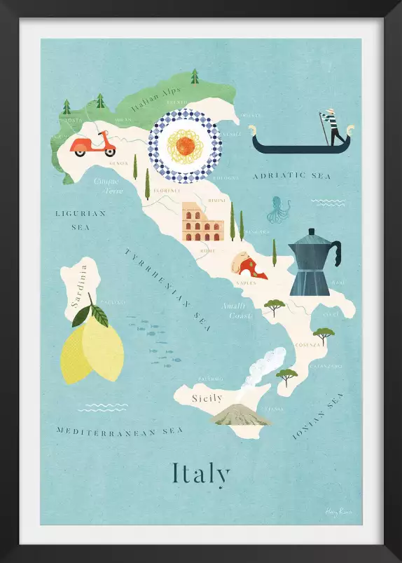 Carte d'Italie - poster cartographie