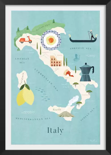 Carte d'Italie - poster cartographie