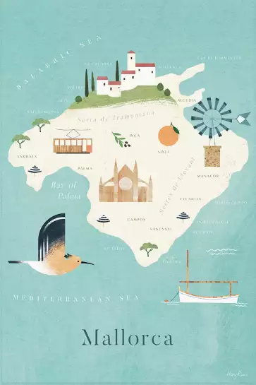 Carte de Majorque - poster cartographie