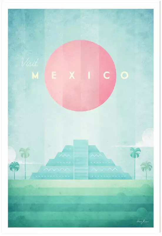 Temple maya Mexico - poster cartographie