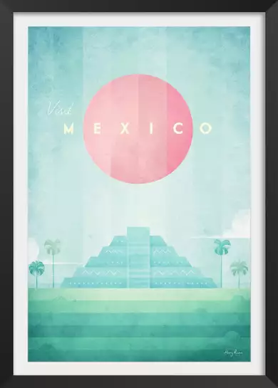 Temple maya Mexico - poster cartographie