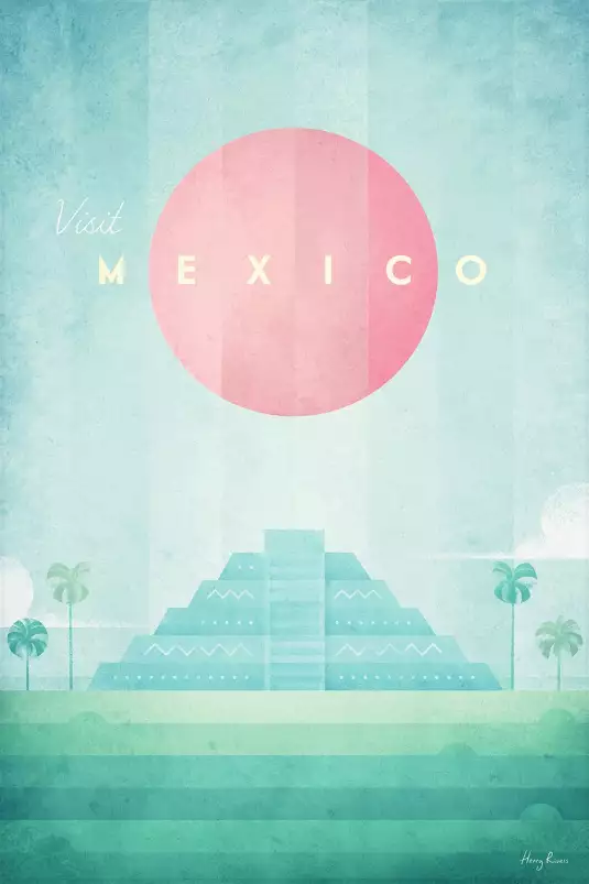 Temple maya Mexico - poster cartographie