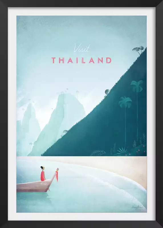 Poster Vintage Thaïlande Bateau - Format 50x70cm, Haute Qualité, Neuf