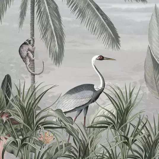 Léopard savane - papier peint jungle tropicale