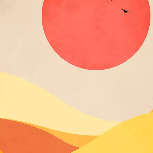 Colline au soleil - papier peint paysage