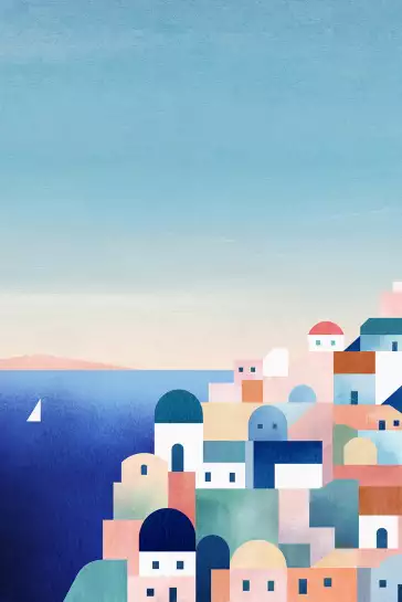 Santorini - papier peint mer plage