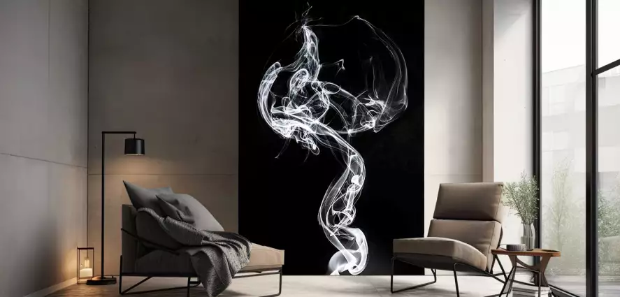 White smoke Medusa - papier peint abstrait
