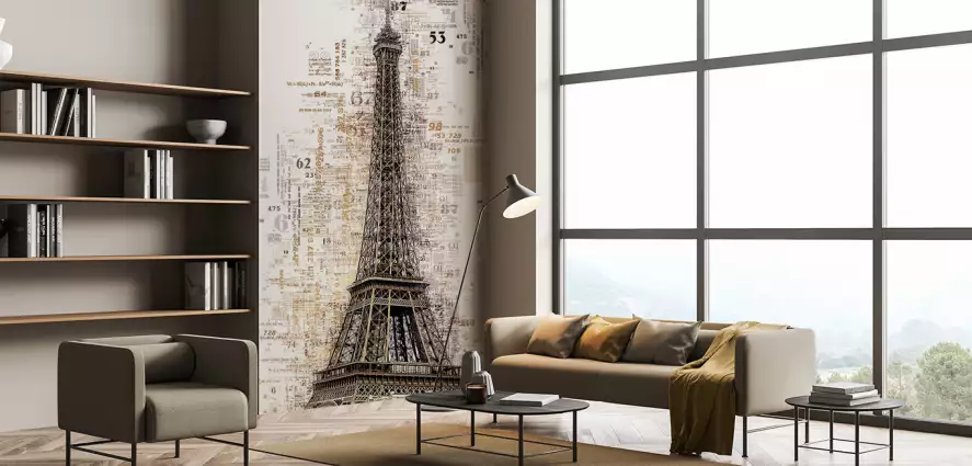 Tour eiffel numéraire - papier peint panoramique paris