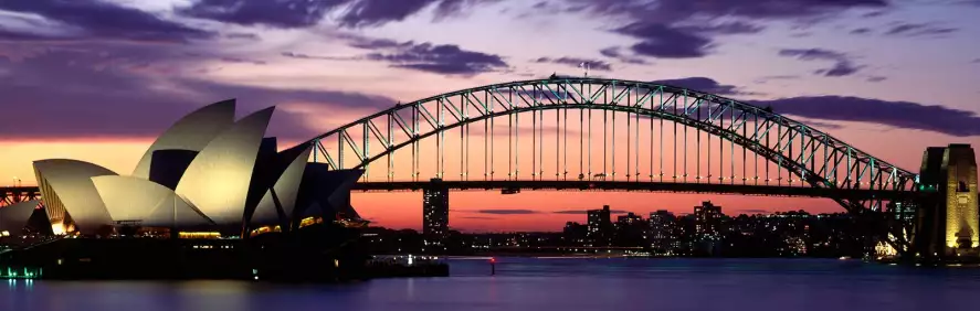 Pont du port de Sydney - papier peint panoramique ville noir et blanc