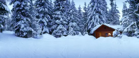 Chalet du lac Lost - papier peint panoramique montagne