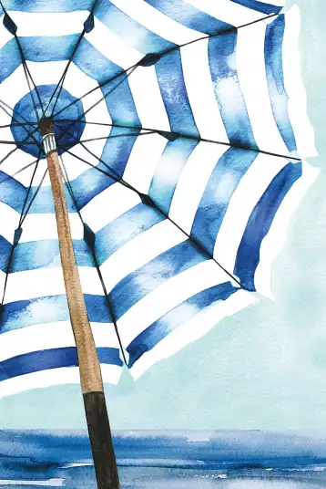 Parasol bleu - papier peint motif mer