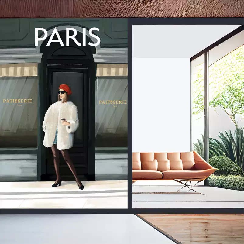 Fille à Paris - papier peint luxe paris