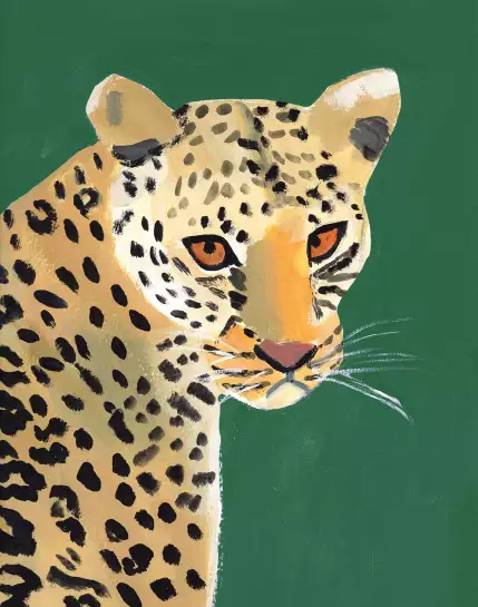 Guépard coloré sur émeraude - papier peint animaux jungle