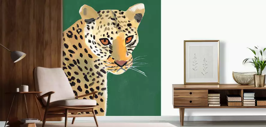 Guépard coloré sur émeraude - papier peint animaux jungle