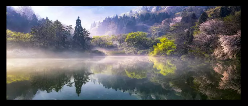 Un matin en montagne - tableaux montagne lac