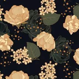 Black floral - tapisserie panoramique