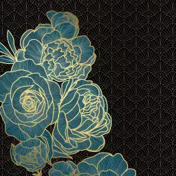 Rose bleue art deco - tapisserie murale panoramique colorée