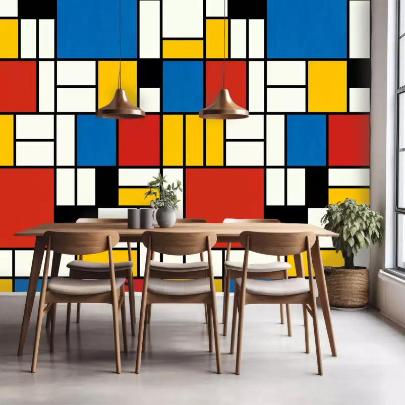 Illustration Mondrian - tapisserie murale panoramique