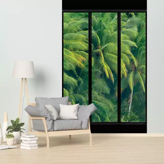Fenêtre sur bambous - tapisserie panoramique