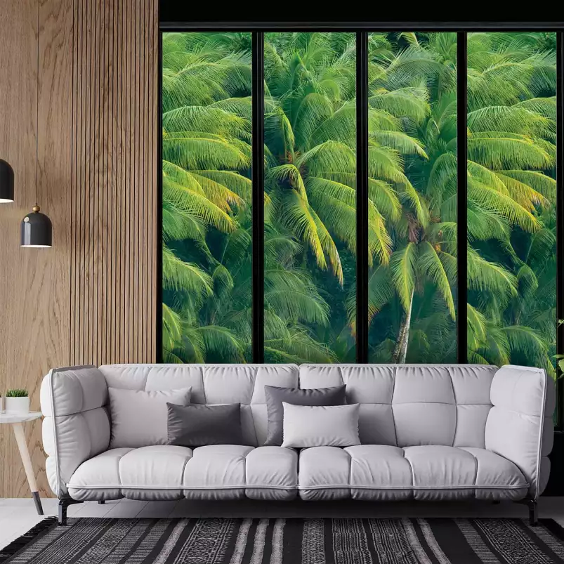 Fenêtre sur bambous - tapisserie panoramique