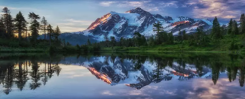 Aurore sur le Mont Shuksan - tableaux montagne