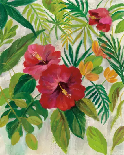 Joyaux tropicaux - papier peint motif plantes
