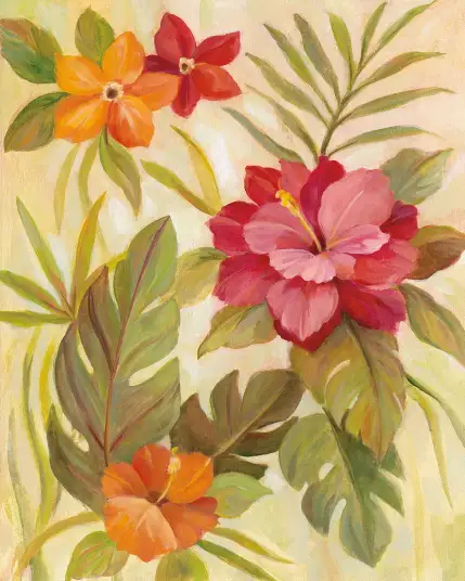 Corail tropical - papier peint motif plantes